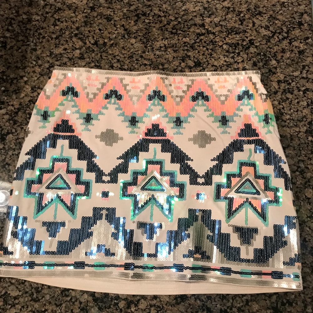 Express Aztec sequin mini skirt. XS